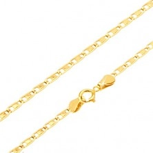Gold chain - oblong links, shiny rectangle, 550 mm