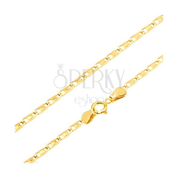 Gold chain - oblong links, shiny rectangle, 550 mm