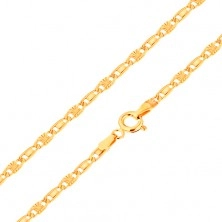 Chain made of yellow 14K gold, smooth and radial link, 450 mm