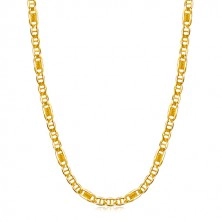 Yellow gold chain 14K, oval eyelets with pin, link with grid, 500 mm