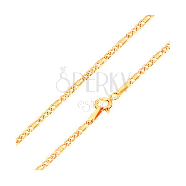 Chain made of yellow 14K gold - oval and elongated links, oblong, 440 mm