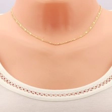 Chain made of yellow 14K gold - oval and elongated links, oblong, 440 mm