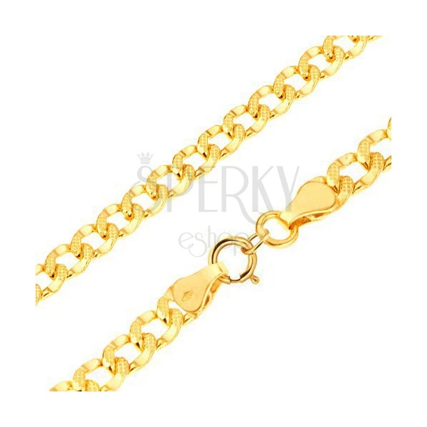 585 gold bracelet - oval links decorated with tiny hollows, 200 mm