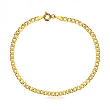 585 gold bracelet - oval links decorated with tiny hollows, 200 mm