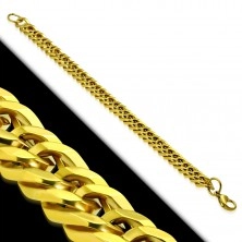 Bracelet made of 316L steel in gold colour, densely joined shiny oval links