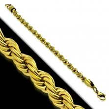 Bracelet made of surgical steel in gold colour, chain with pattern of twisted rope