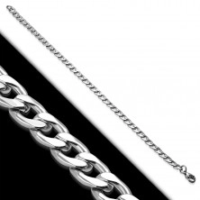 Steel bracelet in silver colour, shiny flattened oval links