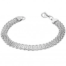 Bracelet made of surgical steel, silver hue, plaited oval links