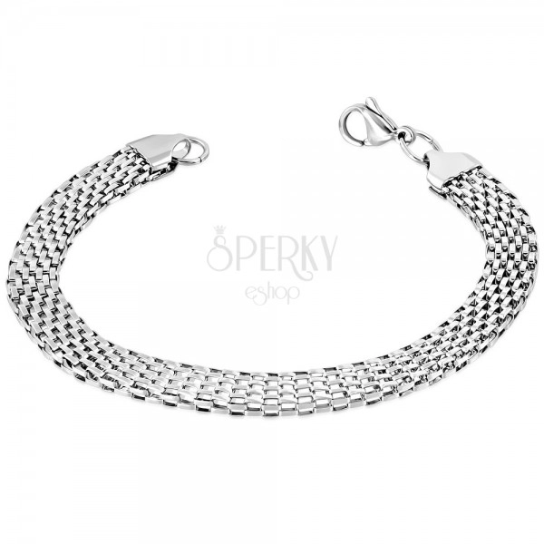 Bracelet made of surgical steel, silver hue, plaited oval links