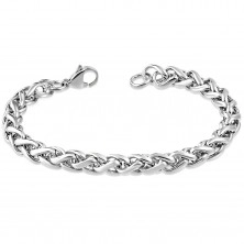 Bracelet made of 316L steel, wider chain composed of double elliptical links