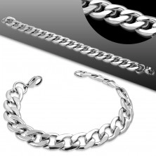 Bracelet made of 316L steel in silver hue, big flattened links