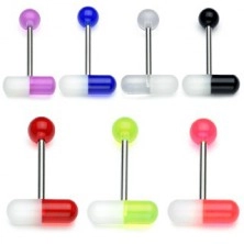 316L Steel tongue piercing – UV two-coloured pill, 1,6 mm