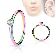 Steel piercing, thin shiny circle decorated with tiny clear zircon