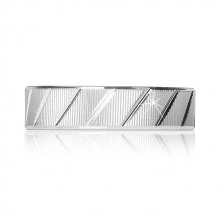 Ring made of 925 silver, notched surface, shiny diagonal notches, 4 mm