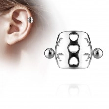 Ear piercing made of 316L steel - barbell with balls, arc with heart cutouts