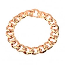Steel bracelet - thick chain decorated with snake pattern, copper colour