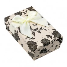 Box for set or chain, beige-black with motif of flowers