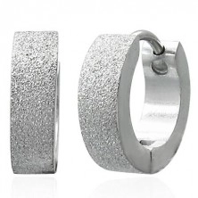 Sanded hinged snap earrings made of surgical steel, silver colour