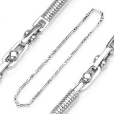 Chain made of surgical steel, silver colour, spring pattern