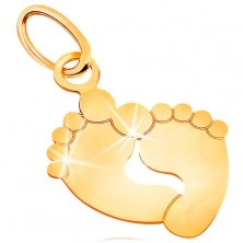 Pendant made of yellow 585 gold - two feet imprints, shiny and flat surface
