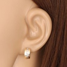585 gold earrings - wider circles adorned with white gold and notches