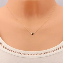 Brilliant necklace made of yellow 14K gold - heart with clear diamond, chain