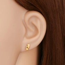 Diamond earrings made of yellow 14K gold - two small arcs, clear briliant