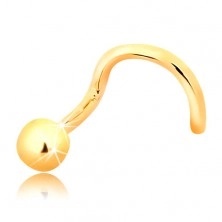585 gold curved nose piercing - shiny ball, 2,5 mm