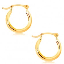 Earrings made of yellow 14K gold - small shiny circles, French lock