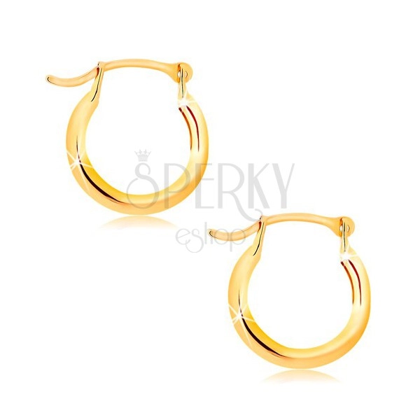 Earrings made of yellow 14K gold - small shiny circles, French lock