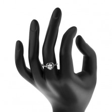Ring made of 316L steel in silver colour, heart contour, clear zircon