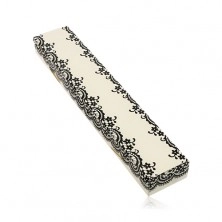 Creamy paper box for chain or bracelet, motif of lace in black colour