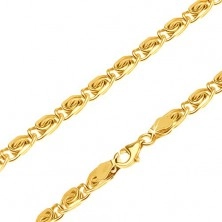 Chain made of yellow 14K gold - small links with sigmoid motif, 600 mm