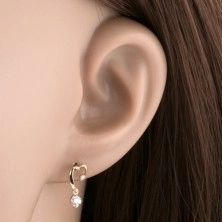 Diamond 585 gold earrings - incomplete heart contour, two glossy brilliants