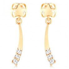 585 gold earrings - shiny comet decorated with clear diamonds