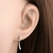 585 gold earrings - shiny comet decorated with clear diamonds