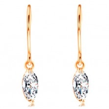 Earrings made of yellow 14K gold - glistening grain diamond in clear colour