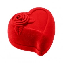 Gift box for two rings or earrings, red heart with rose