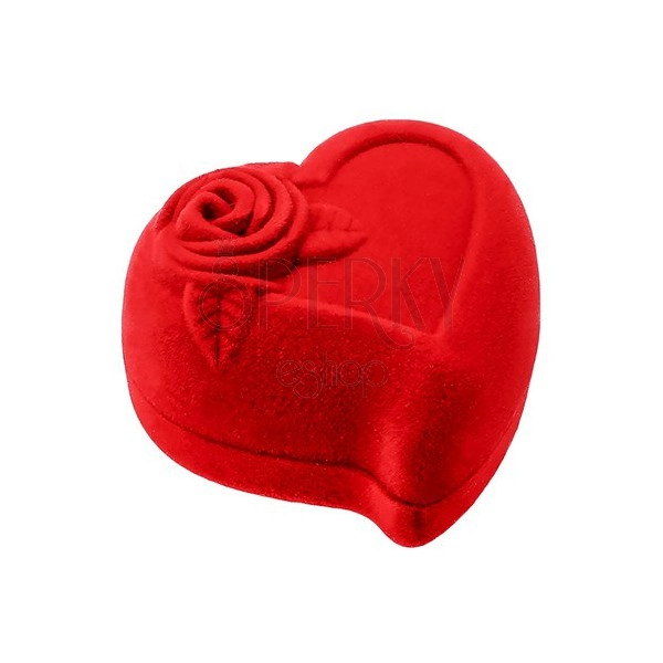 Gift box for two rings or earrings, red heart with rose