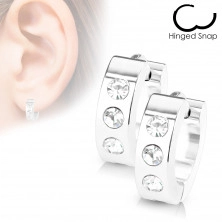Surgical steel earrings - three clear colour zircons