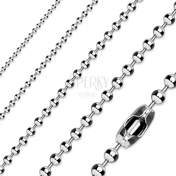 Surgical steel chain in silver colour, shiny balls