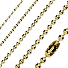 Army chain made of 316L steel, shiny smooth balls, gold hue