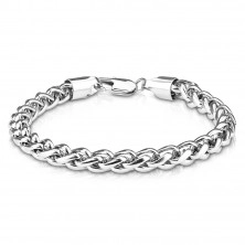 316L steel bracelet, densely braided oval links, various colours