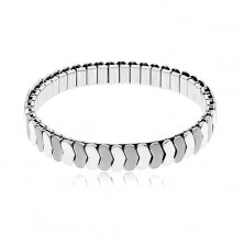 Steel bracelet in silver colour, stretchy, shiny and matt links