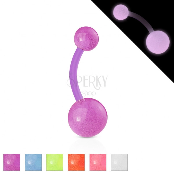 Bioflex belly button piercing – beads with small bubbles, glows in dark