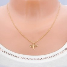 Diamond pendant made of yellow 14K gold - dragonfly with brilliant and cutouts