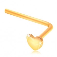 585 gold bent nose piercing - small flat heart