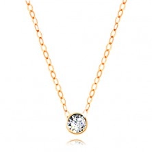Diamond necklace made of yellow 14K gold - clear brilliant in mount, thin chain