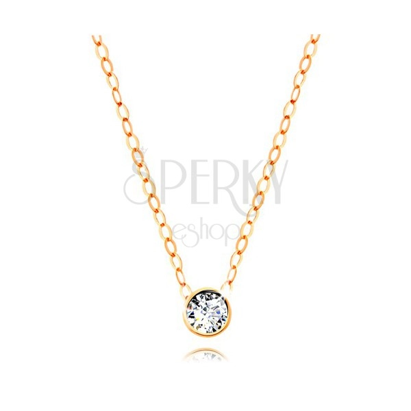 Diamond necklace made of yellow 14K gold - clear brilliant in mount, thin chain