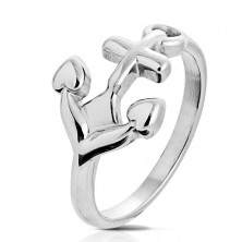 Ring made of surgical steel, shiny anchor